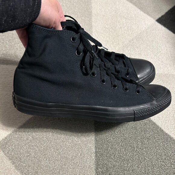 Converse All Star Chuck Taylor Black High Top Sneakers Men's 10.5/Women's 12.5 - Picture 2 of 14